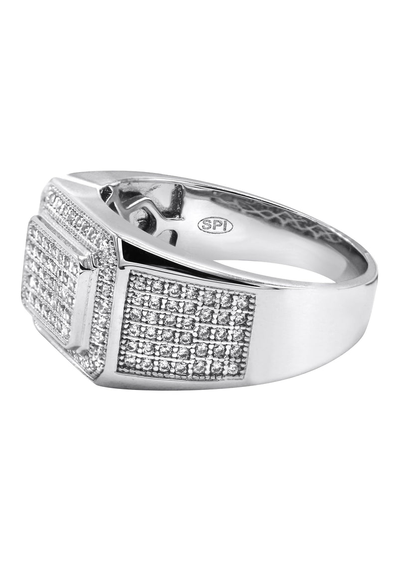 Mens Silver CZ Signet Ring | Appx 6.4 Grams