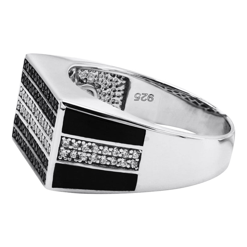 Mens Silver CZ Onyx Ring | Appx 6.6 Grams