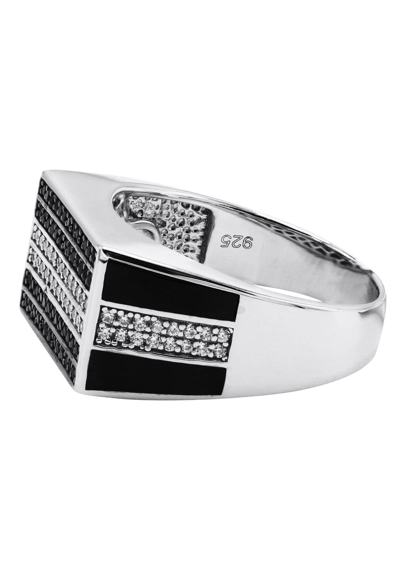 Mens Silver CZ Onyx Ring | Appx 6.6 Grams