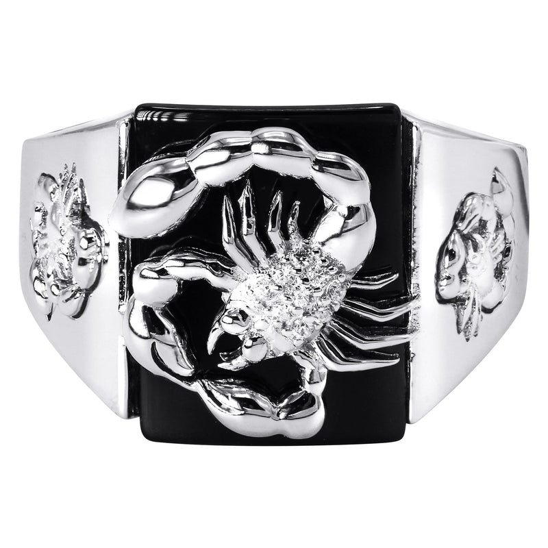Mens Silver Onyx Scorpion Ring | Appx 8.2 Grams