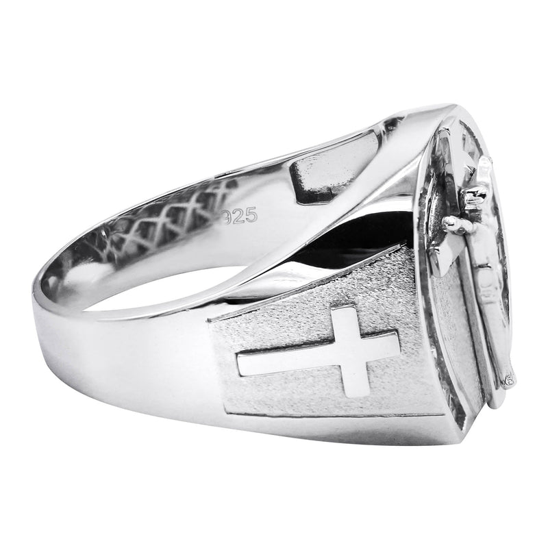 Mens Silver CZ Jesus Ring | Appx 7.6 Grams