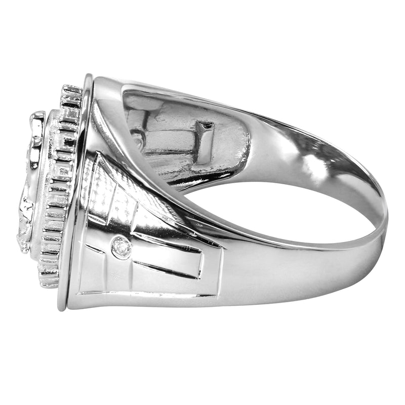 Mens Silver CZ Virgin Mary Ring | Appx 6.3 Grams