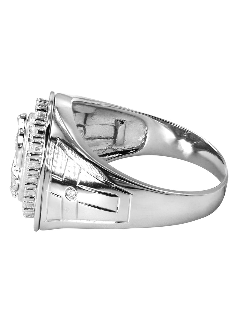 Mens Silver CZ Virgin Mary Ring | Appx 6.3 Grams