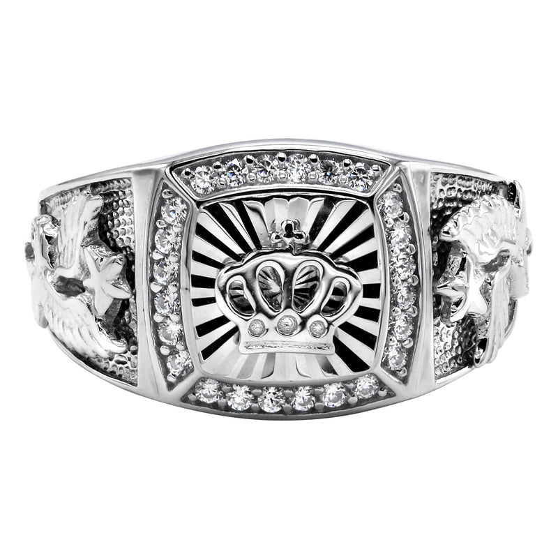 Mens Silver Crown Signet Ring | Appx 6.2 Grams