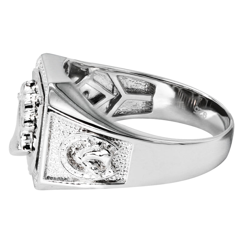 Mens Silver Horse Emblem Ring | Appx 8.3 Grams