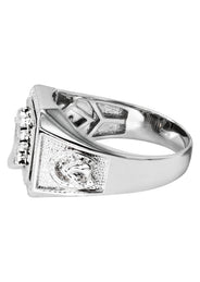 Mens Silver Horse Emblem Ring | Appx 8.3 Grams