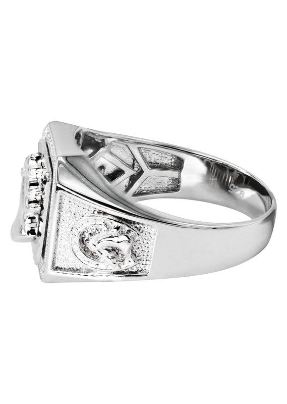 Mens Silver Horse Emblem Ring | Appx 8.3 Grams