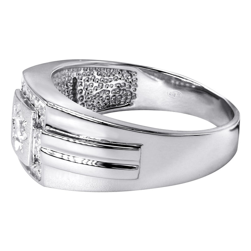 Mens Silver CZ Star Pinky Ring | Appx 5.7 Grams