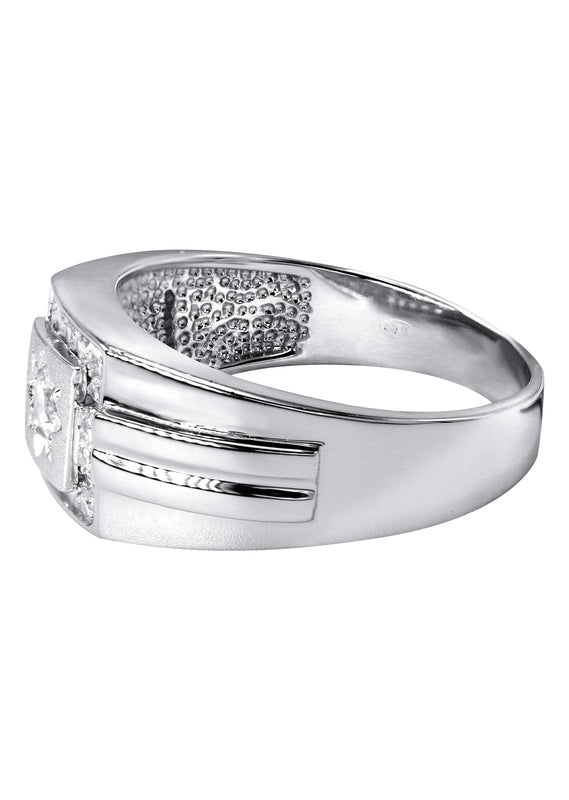 Mens Silver CZ Star Pinky Ring | Appx 5.7 Grams