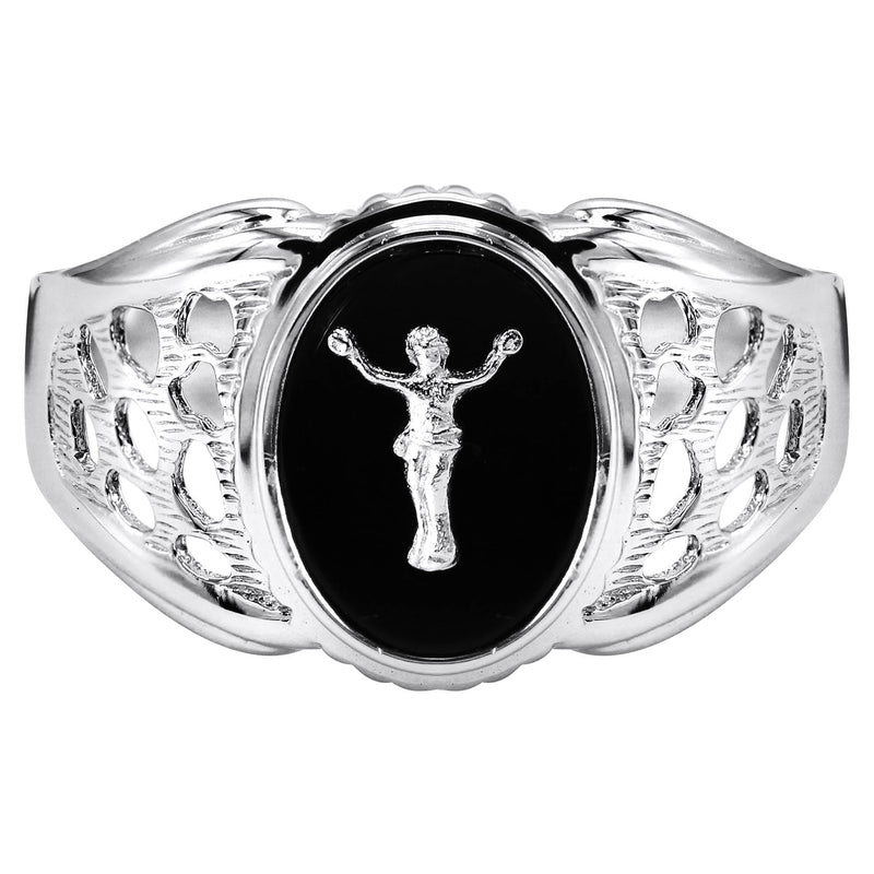 Mens Silver Onyx Liberty Signet Ring | Appx 4 Grams