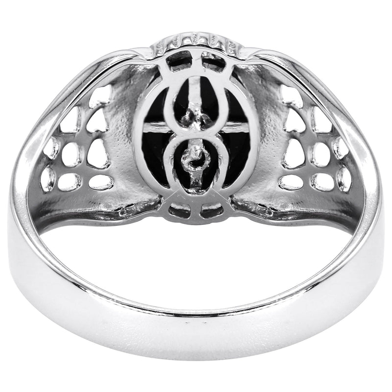 Mens Silver Onyx Liberty Signet Ring | Appx 4 Grams