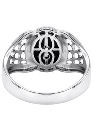 Mens Silver Onyx Liberty Signet Ring | Appx 4 Grams