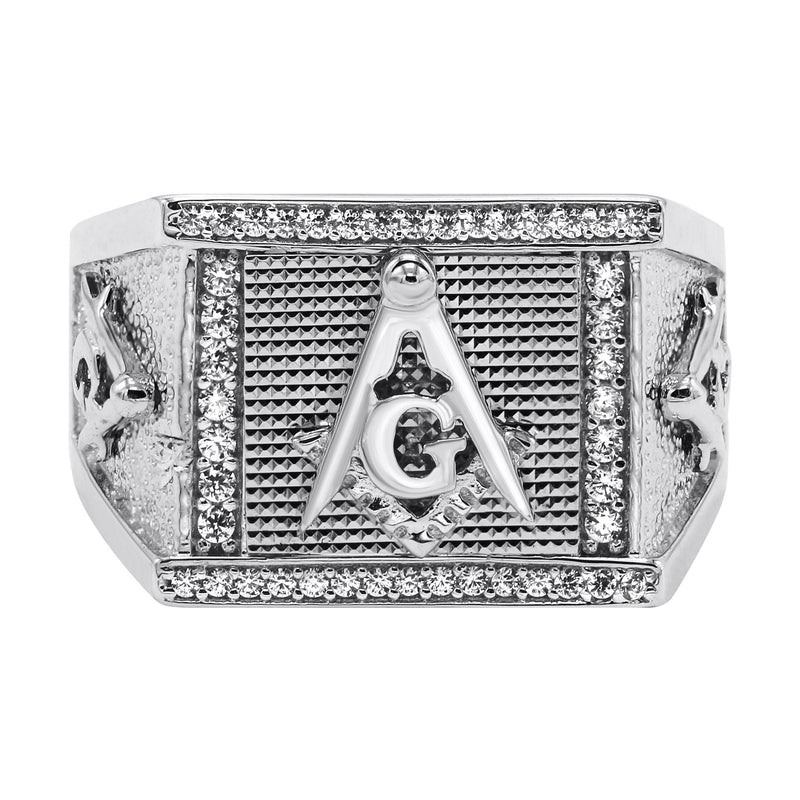 Mens Silver Mason Signet Ring | Appx 7.8 Grams