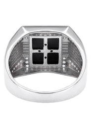 Mens Silver CZ Onyx Pinky Ring | Appx 7.5 Grams