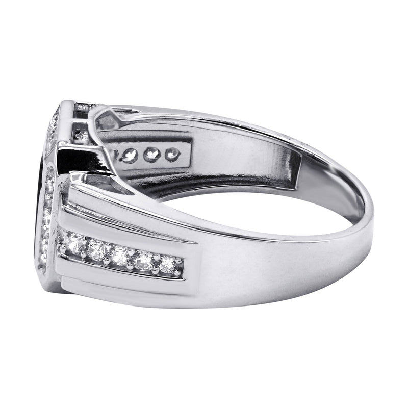 Mens Silver CZ Onyx Ring | Appx 7.6 Grams