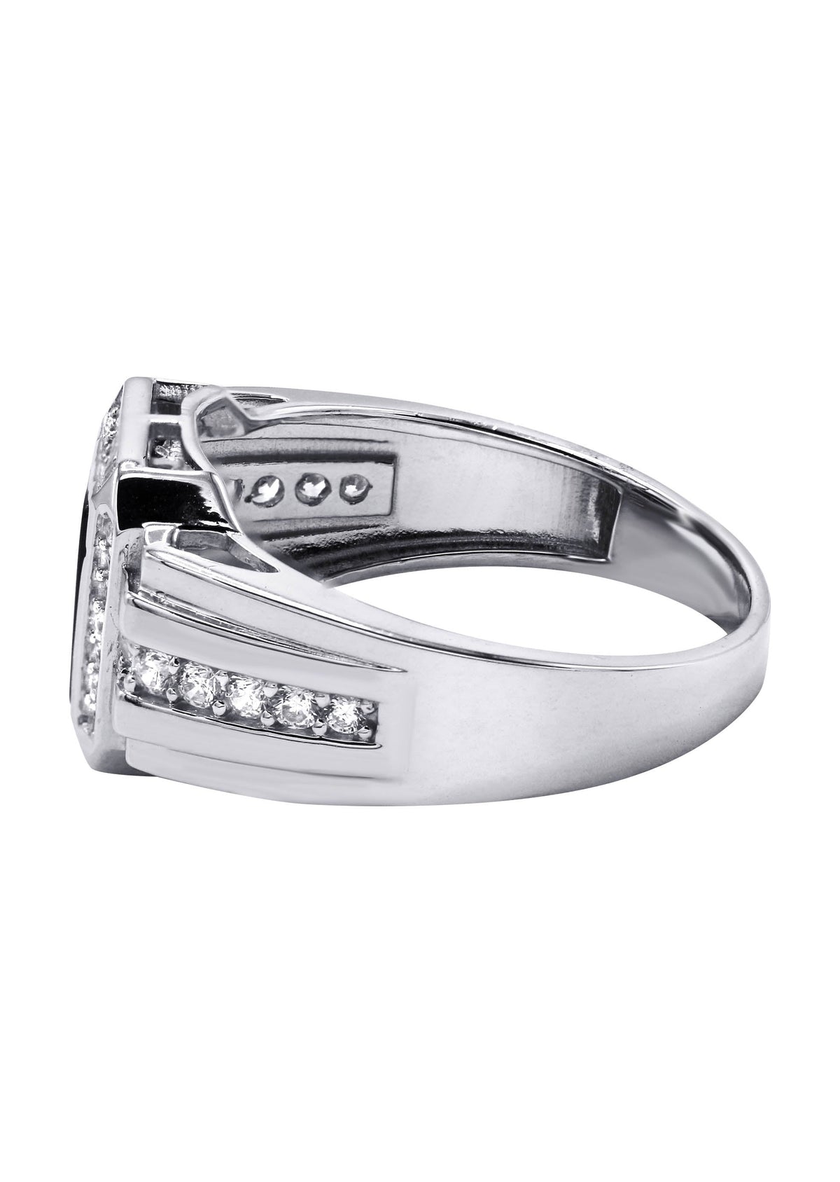 Mens Silver CZ Onyx Ring | Appx 7.6 Grams