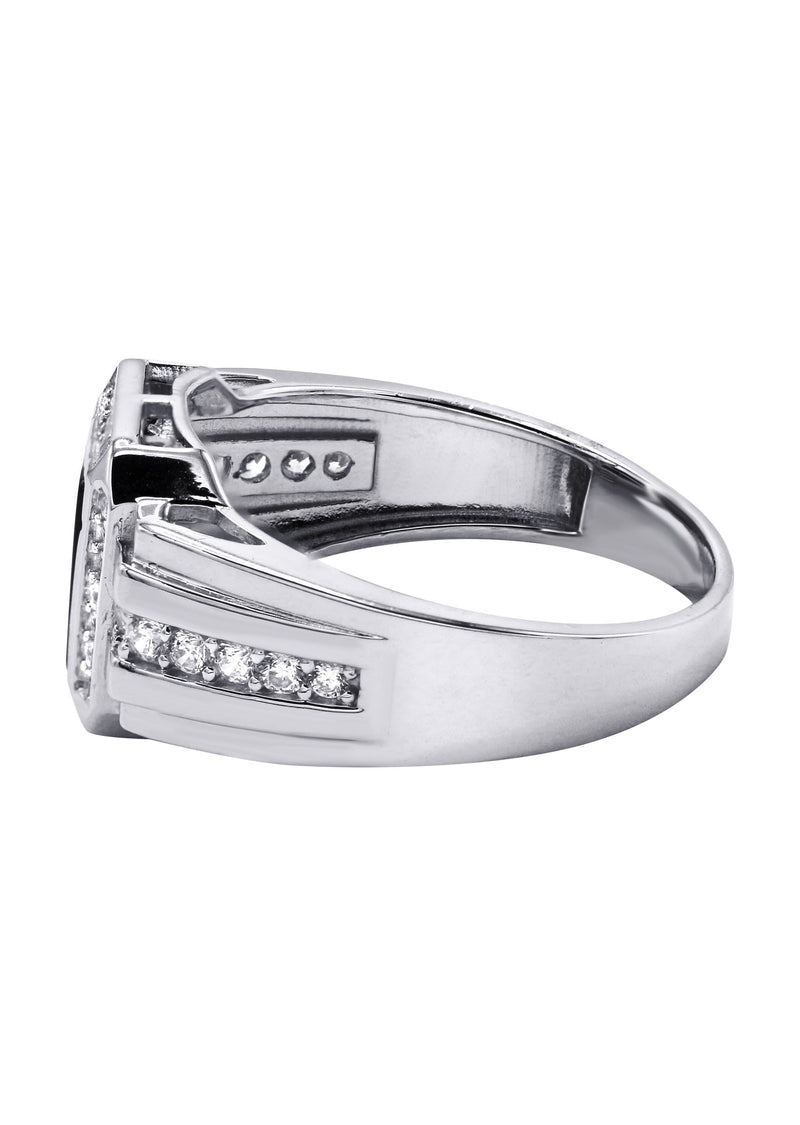 Mens Silver CZ Onyx Ring | Appx 7.6 Grams