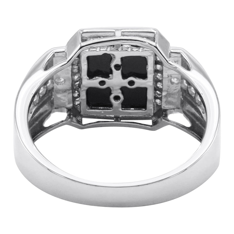 Mens Silver CZ Onyx Ring | Appx 7.6 Grams