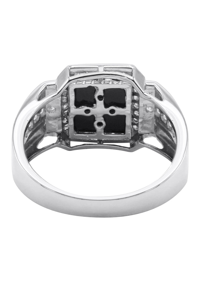 Mens Silver CZ Onyx Ring | Appx 7.6 Grams