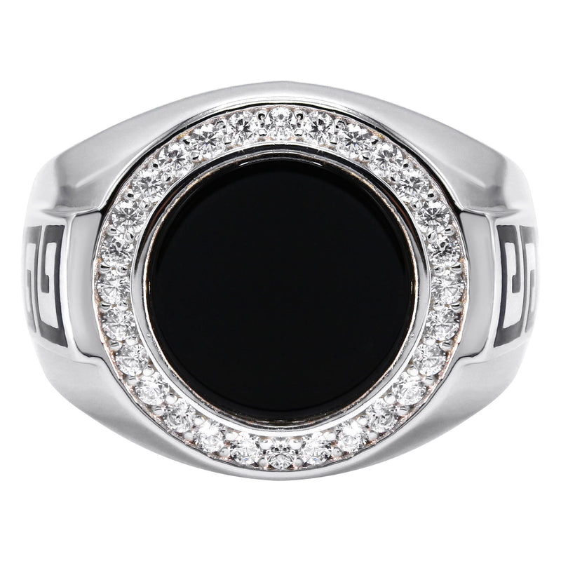 Mens Silver CZ Onyx Signet Ring | Appx 7.7 Grams