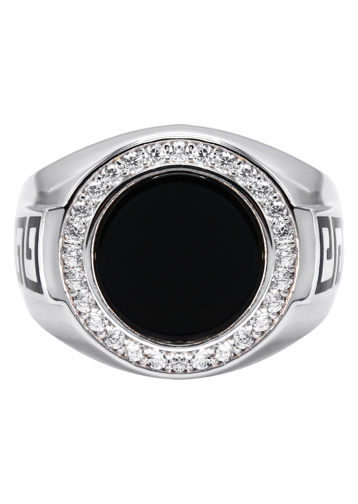 Mens Silver CZ Onyx Signet Ring | Appx 7.7 Grams