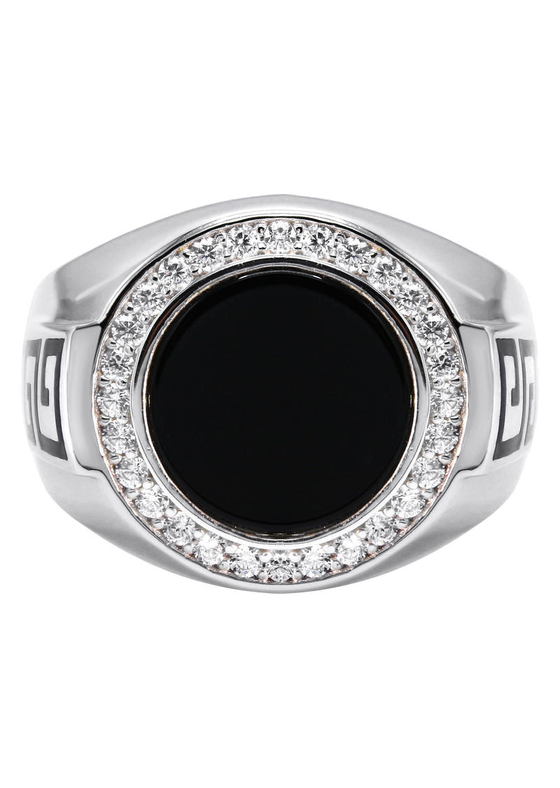 Mens Silver CZ Onyx Signet Ring | Appx 7.7 Grams