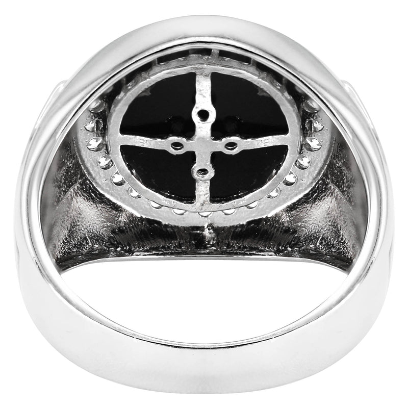 Mens Silver CZ Onyx Signet Ring | Appx 7.7 Grams