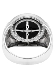 Mens Silver CZ Onyx Signet Ring | Appx 7.7 Grams