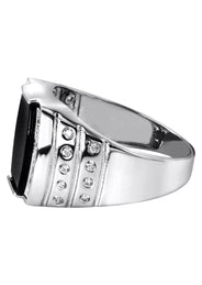 Mens Silver CZ Onyx Ring | Appx 6.7 Grams