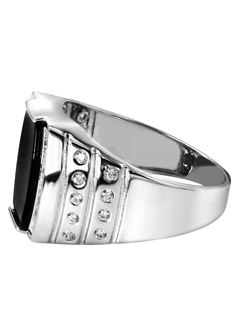 Mens Silver CZ Onyx Ring | Appx 6.7 Grams