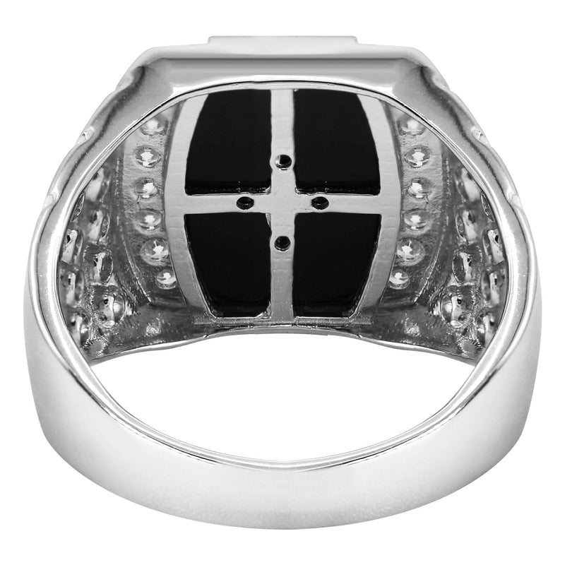 Mens Silver CZ Onyx Ring | Appx 6.7 Grams