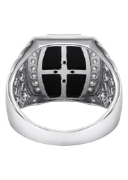 Mens Silver CZ Onyx Ring | Appx 6.7 Grams