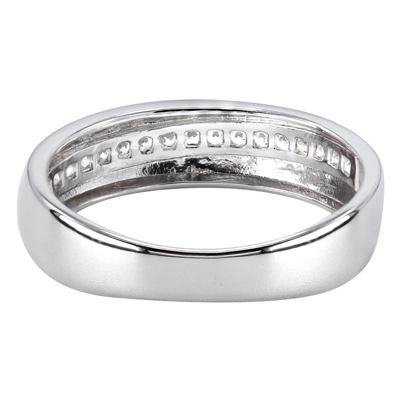 Mens Silver CZ Gold Wedding Band | Appx 3.8 Grams