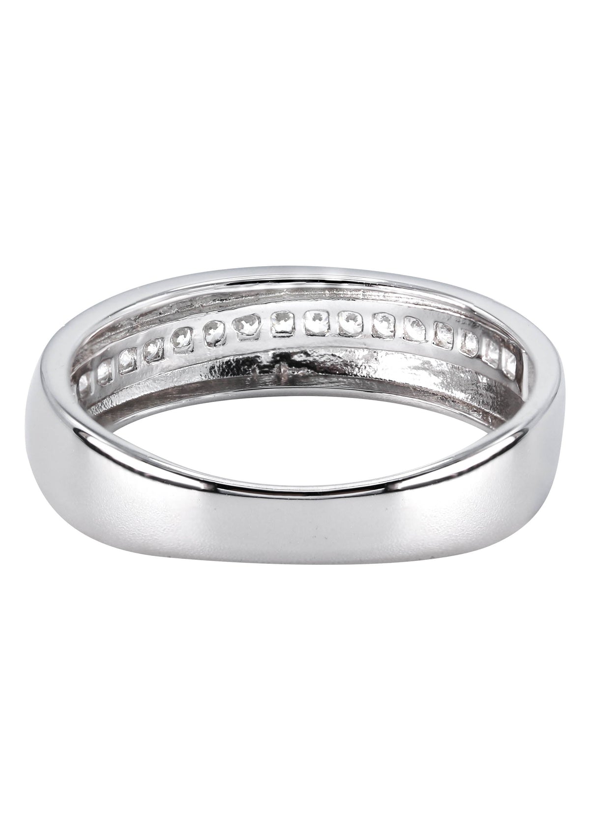 Mens Silver CZ Gold Wedding Band | Appx 3.8 Grams