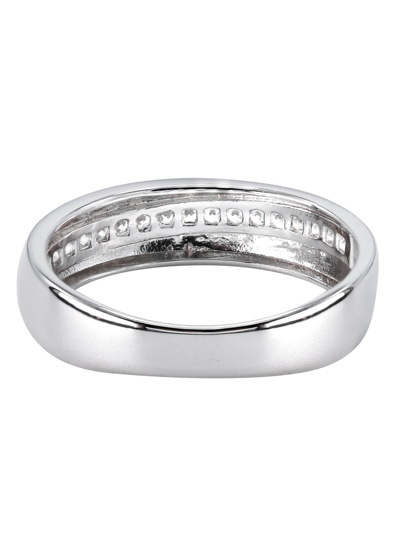 Mens Silver CZ Gold Wedding Band | Appx 3.8 Grams