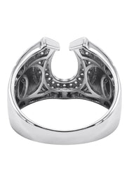 Mens Silver CZ Horseshoe Ring | Appx 6.4 Grams