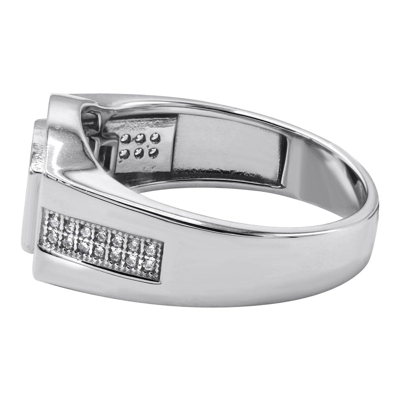 Mens Silver CZ Pinky Ring | Appx 6.4 Grams