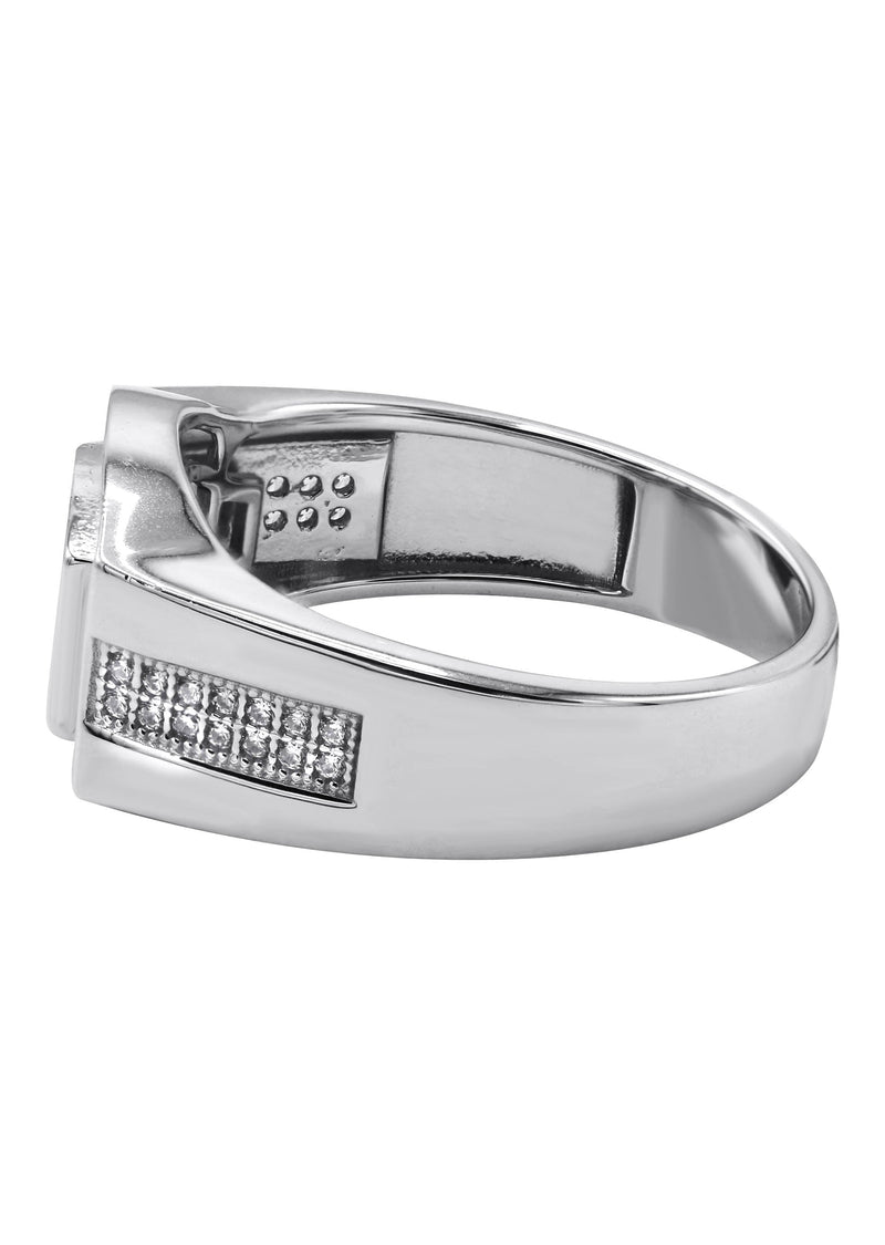 Mens Silver CZ Pinky Ring | Appx 6.4 Grams
