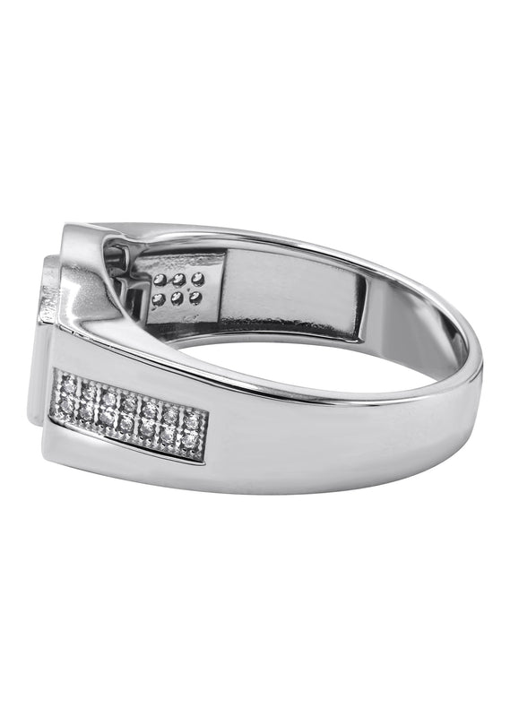 Mens Silver CZ Pinky Ring | Appx 6.4 Grams