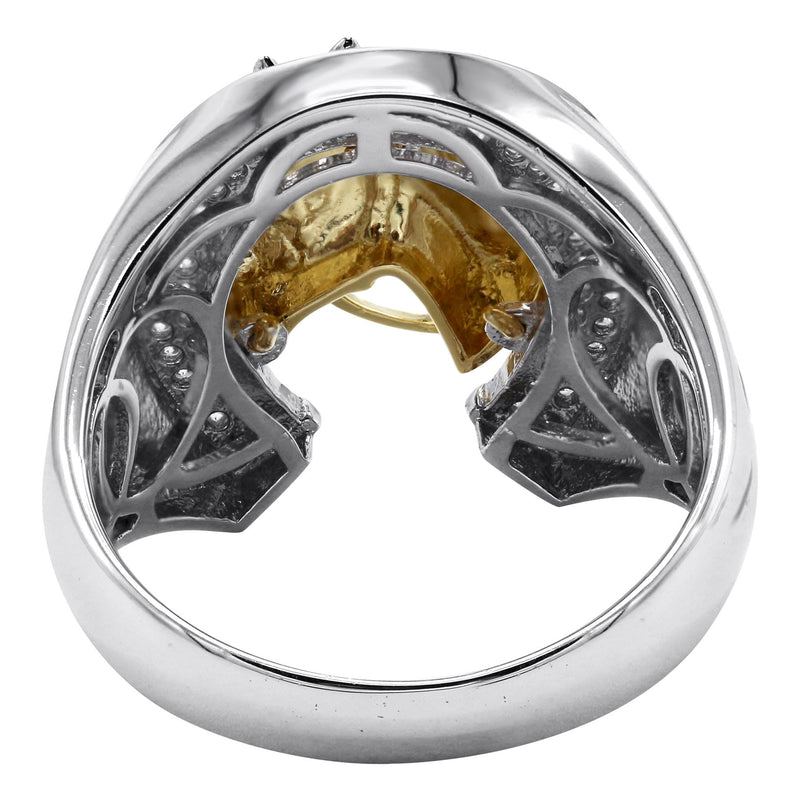 Mens Silver CZ Gold Horseshoe Ring | Appx 8.6 Grams