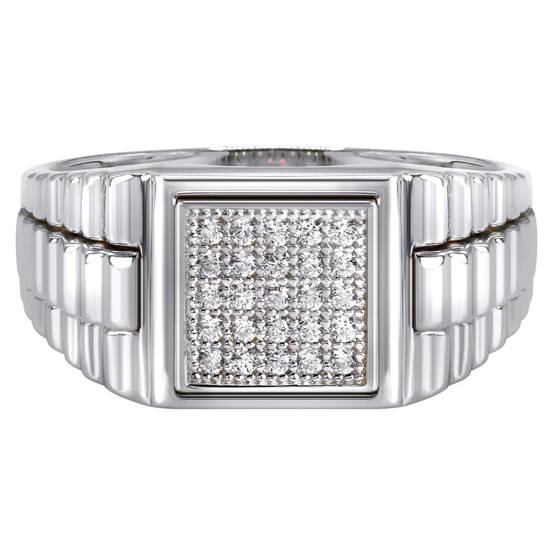 Mens Silver CZ Pinky Ring | Appx 5.2 Grams