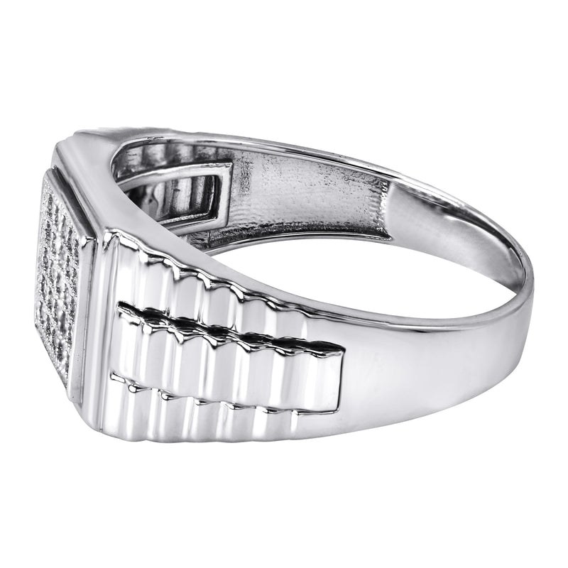 Mens Silver CZ Pinky Ring | Appx 5.2 Grams