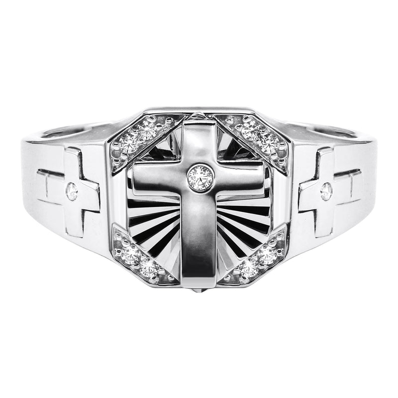 Mens Silver CZ Cross Ring | Appx 4.2 Grams