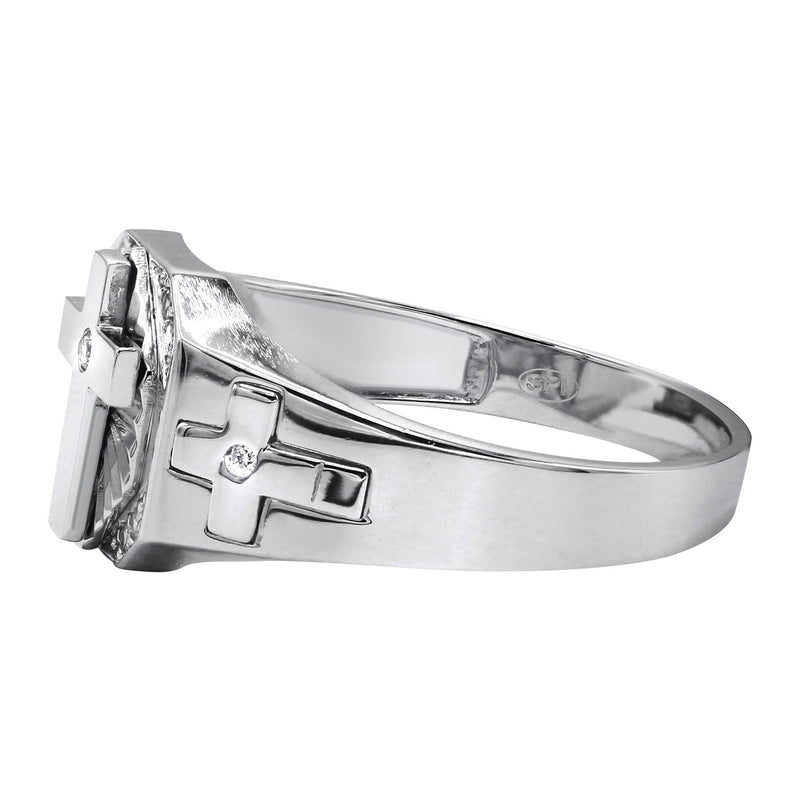 Mens Silver CZ Cross Ring | Appx 4.2 Grams