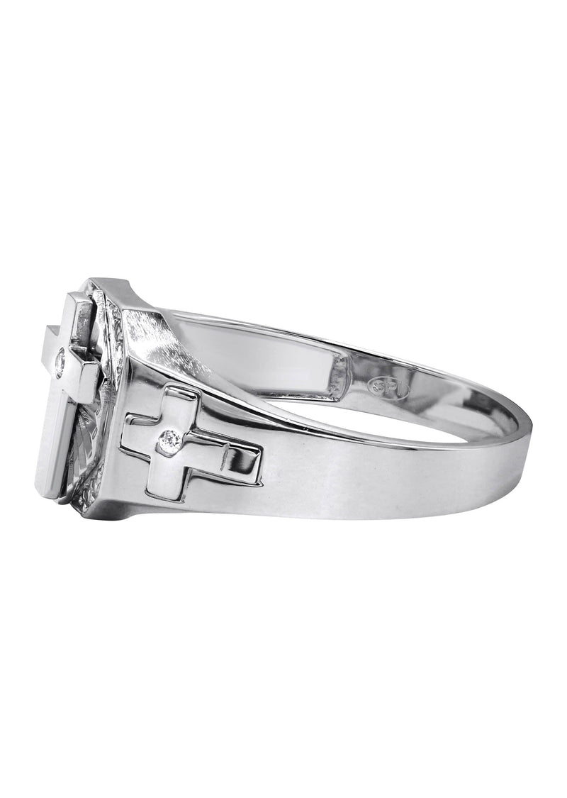 Mens Silver CZ Cross Ring | Appx 4.2 Grams