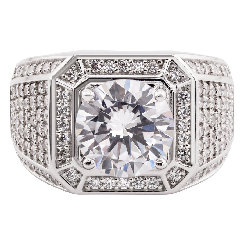 Mens Silver CZ Pinky Ring | Appx 10 Grams