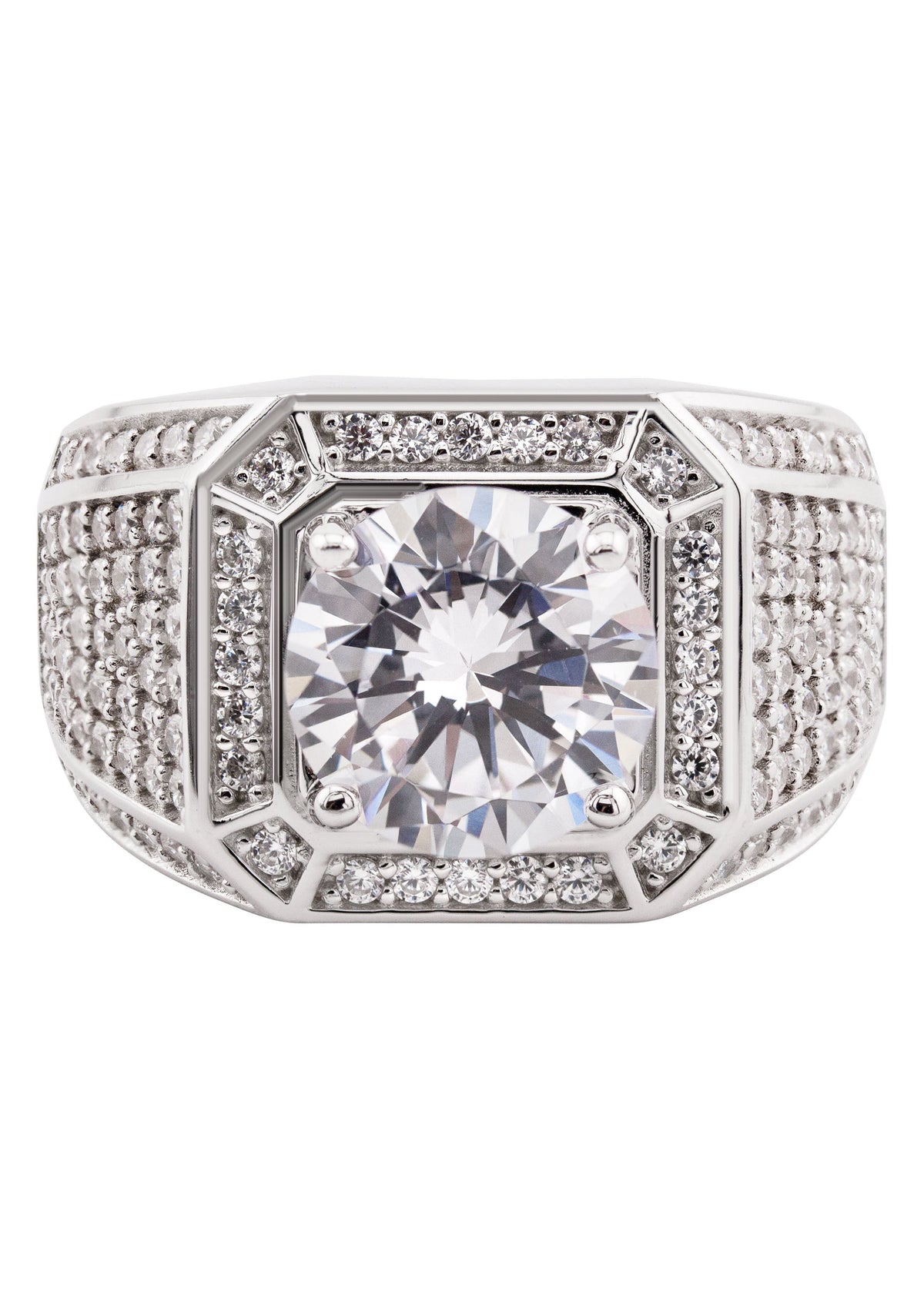 Mens Silver CZ Pinky Ring | Appx 10 Grams