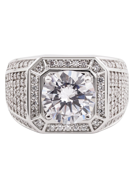 Mens Silver CZ Pinky Ring | Appx 10 Grams