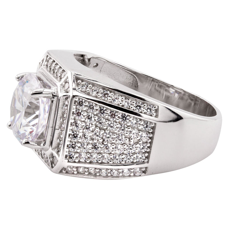 Mens Silver CZ Pinky Ring | Appx 10 Grams