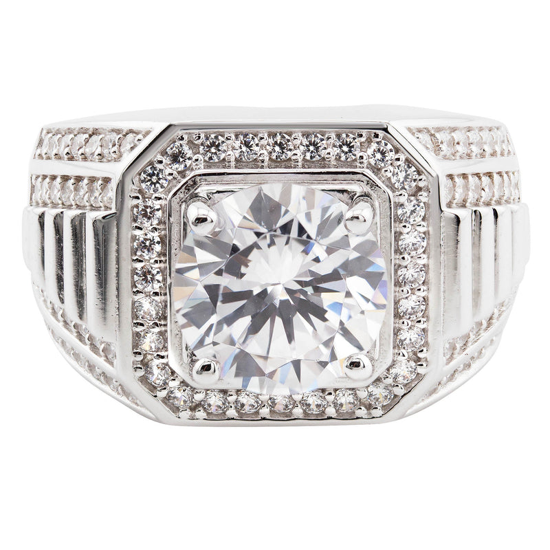 Mens Silver CZ Pinky Ring | Appx 10 Grams